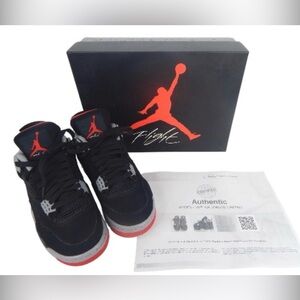 Nike Air Jordan 4 Retro Black Fire Red Cement Grey Men’s 7 / Women’s 8.5 box